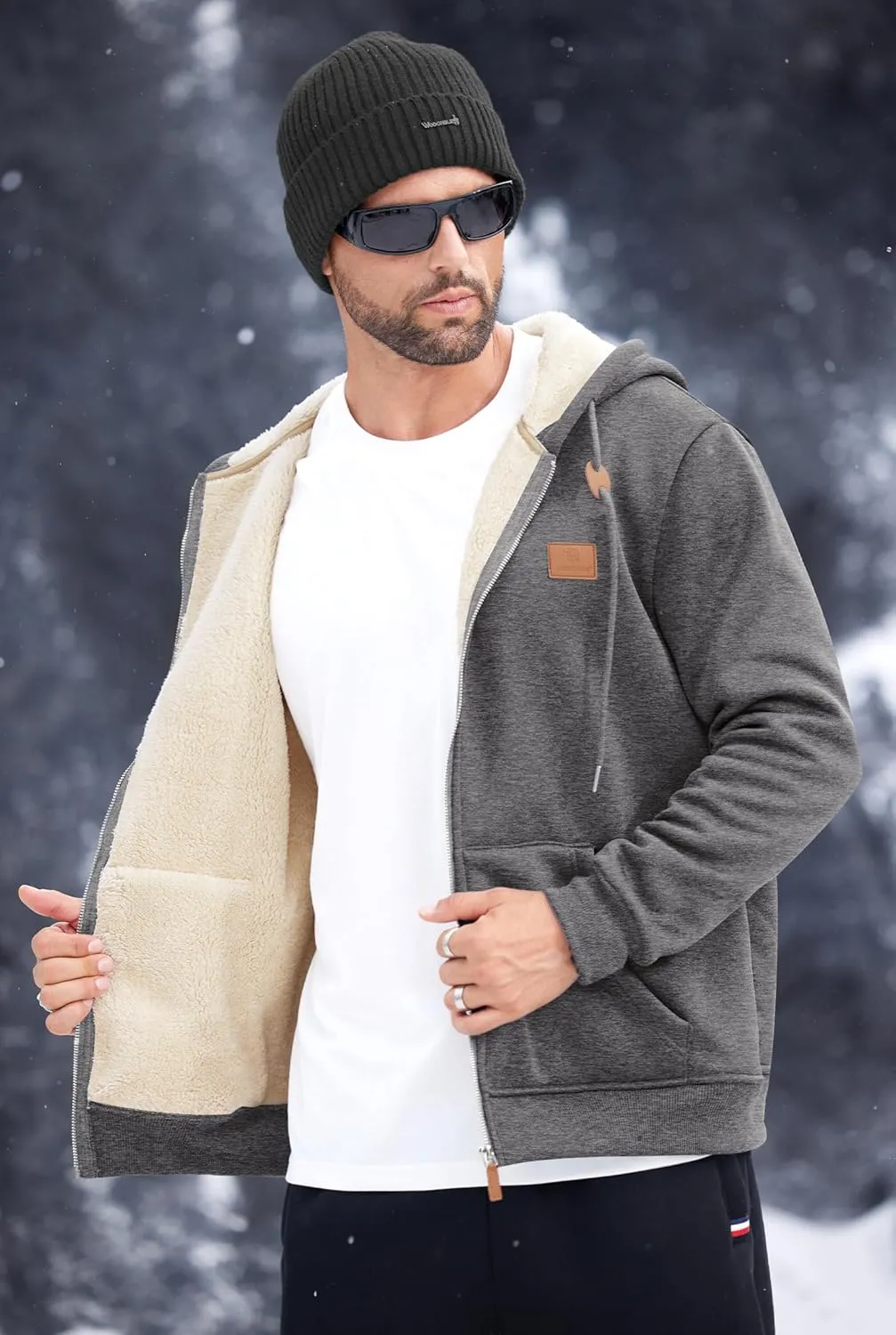 Men's Fleece Lined Zip Up Hoodies Heavyweight Sherpa Jackets (S-XXL)