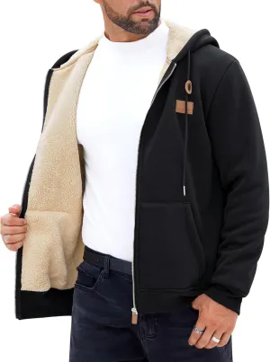 Men's Fleece Lined Zip Up Hoodies Heavyweight Sherpa Jackets (S-XXL)
