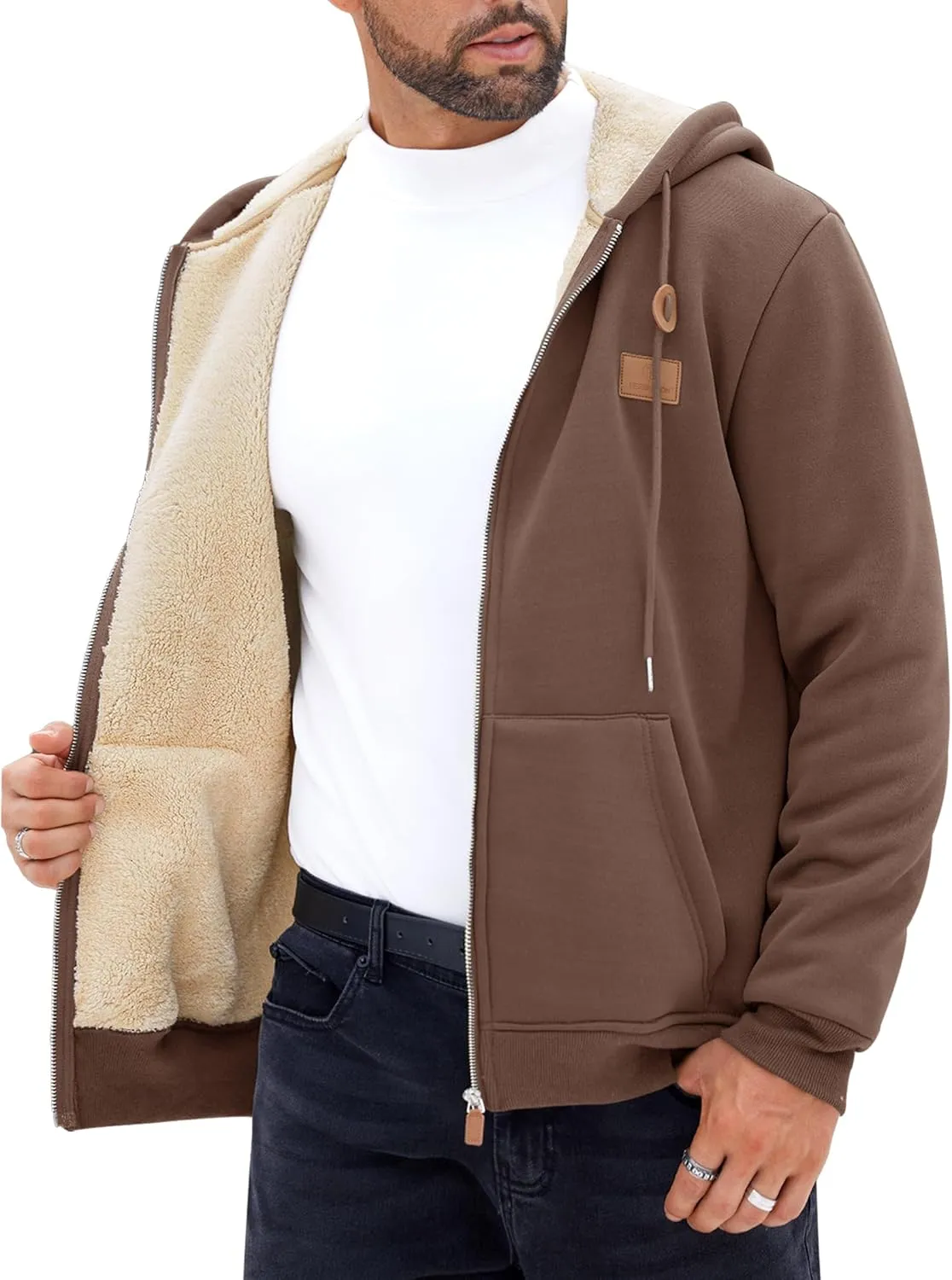 Men's Fleece Lined Zip Up Hoodies Heavyweight Sherpa Jackets (S-XXL)