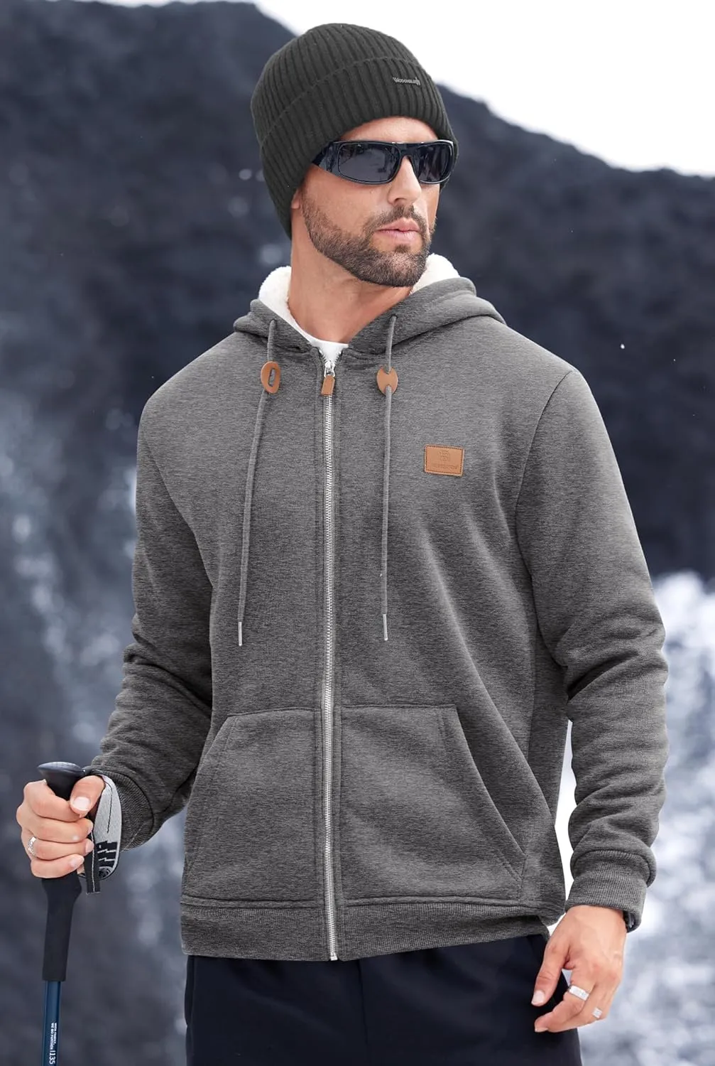 Men's Fleece Lined Zip Up Hoodies Heavyweight Sherpa Jackets (S-XXL)