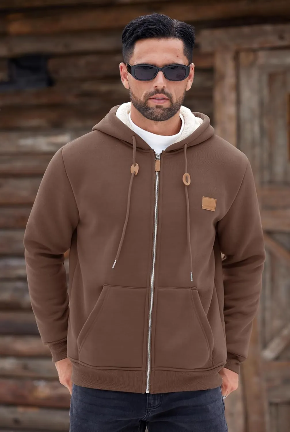 Men's Fleece Lined Zip Up Hoodies Heavyweight Sherpa Jackets (S-XXL)