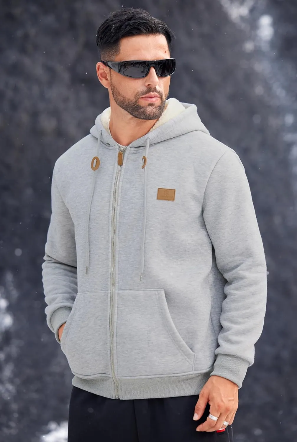 Men's Fleece Lined Zip Up Hoodies Heavyweight Sherpa Jackets (S-XXL)