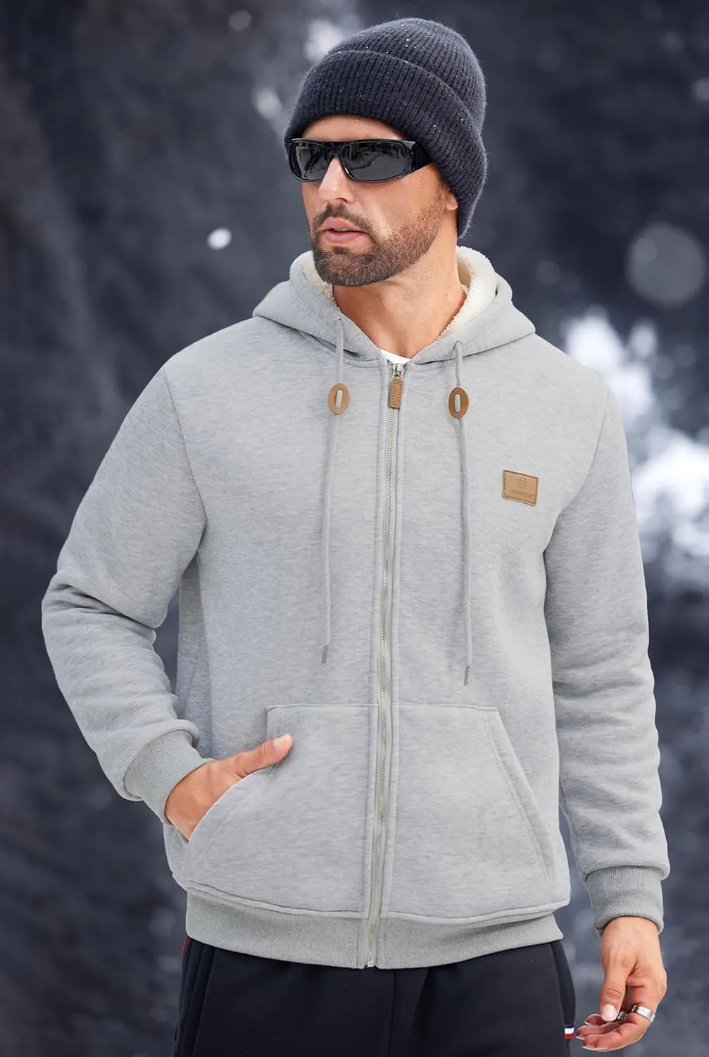 Men's Fleece Lined Zip Up Hoodies Heavyweight Sherpa Jackets (S-XXL)