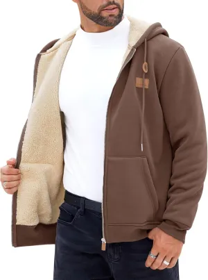 Men's Fleece Lined Zip Up Hoodies Heavyweight Sherpa Jackets (S-XXL)