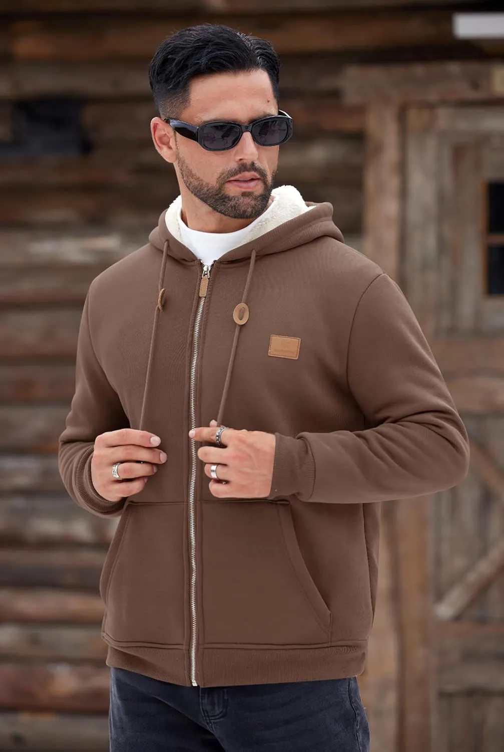 Men's Fleece Lined Zip Up Hoodies Heavyweight Sherpa Jackets (S-XXL)