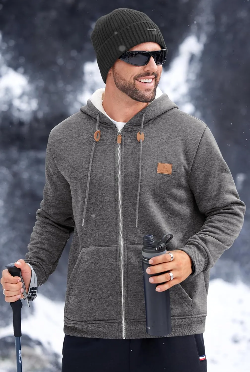 Men's Fleece Lined Zip Up Hoodies Heavyweight Sherpa Jackets (S-XXL)