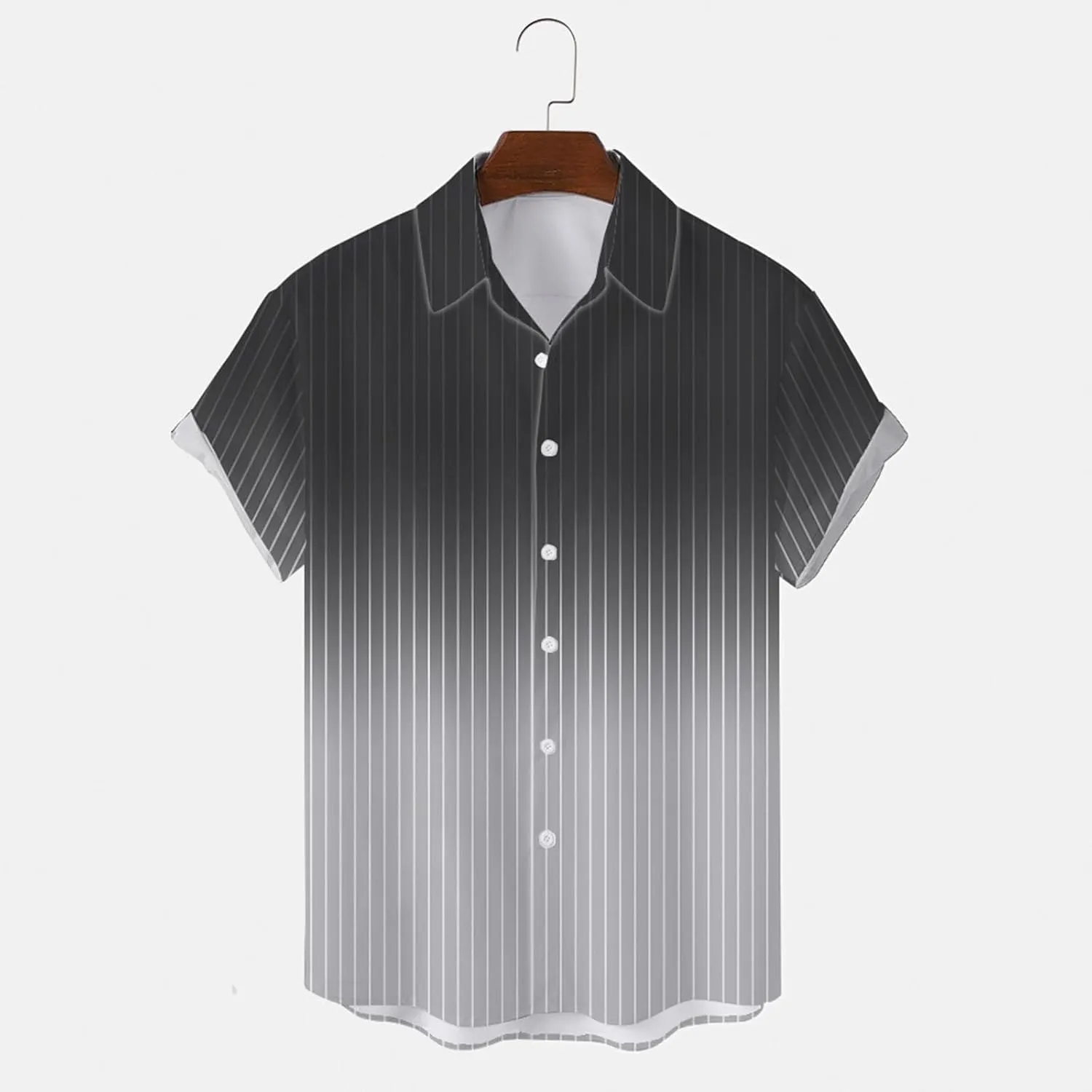 Men's Gradient Linen Shirts Short Sleeve Button Down Shirt Hawaiian Summer Beach Casual T Shirts Wedding Shirt for Men