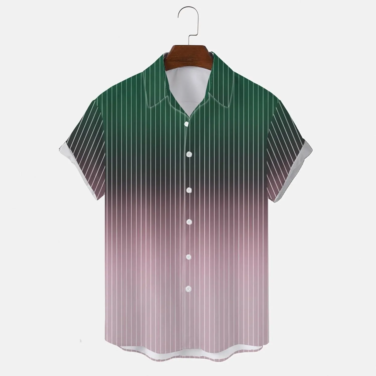 Men's Gradient Linen Shirts Short Sleeve Button Down Shirt Hawaiian Summer Beach Casual T Shirts Wedding Shirt for Men