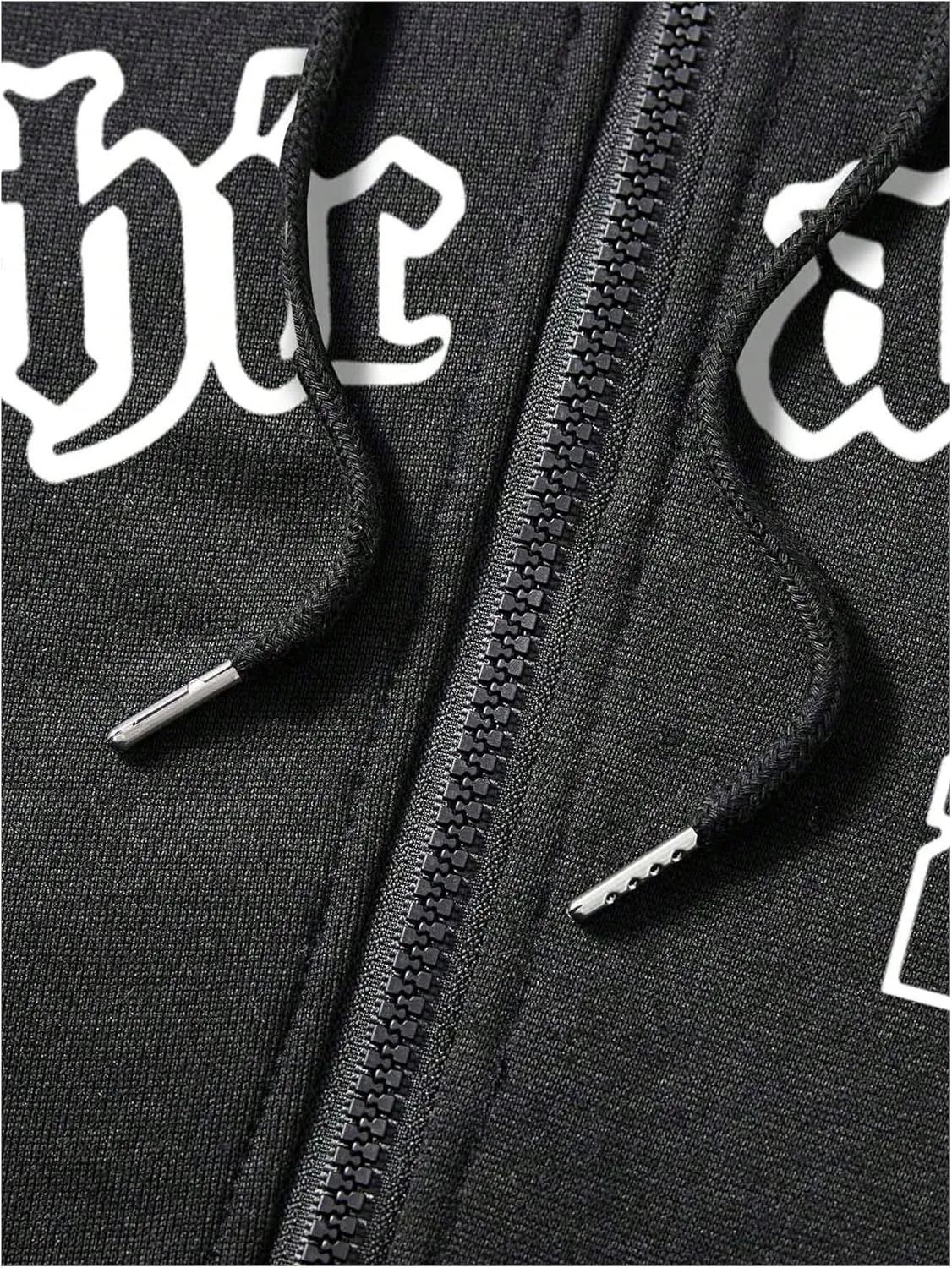 Men's Graphic Zip Up Hoodies Jacket Letter Print Long Sleeve Drawstring Sweatshirts