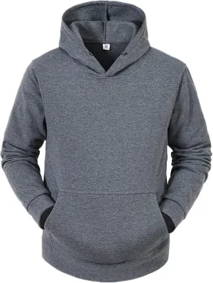 Mens Hoodie Casual Plain Drawstring Pullover Hoodies Athletic Sweatshirts