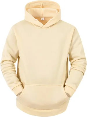 Mens Hoodie Casual Plain Drawstring Pullover Hoodies Athletic Sweatshirts