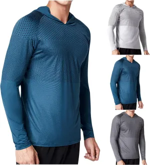 Mens Lightweight Sun Protection Athletic Hoodie Shirt UPF 50 Long Sleeve Uv SPF Fishing, Camping, Hiking Clothes Tops