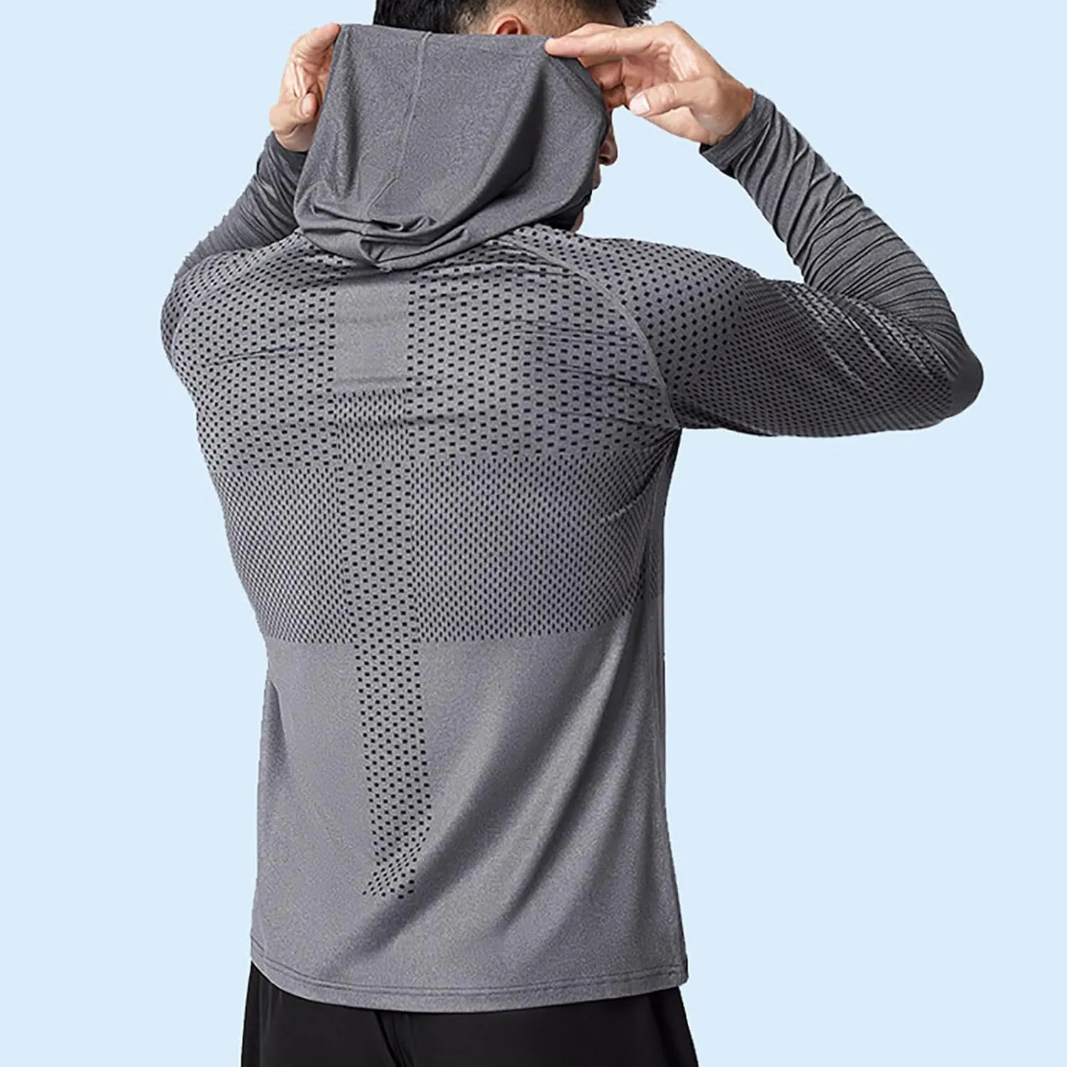 Mens Lightweight Sun Protection Athletic Hoodie Shirt UPF 50 Long Sleeve Uv SPF Fishing, Camping, Hiking Clothes Tops