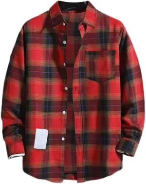 Mens Long Sleeve Shirts Casual 2024 Shirt Clothes for Men Thermal Shirts for Men Sweat Thermal Shirts for Men Red