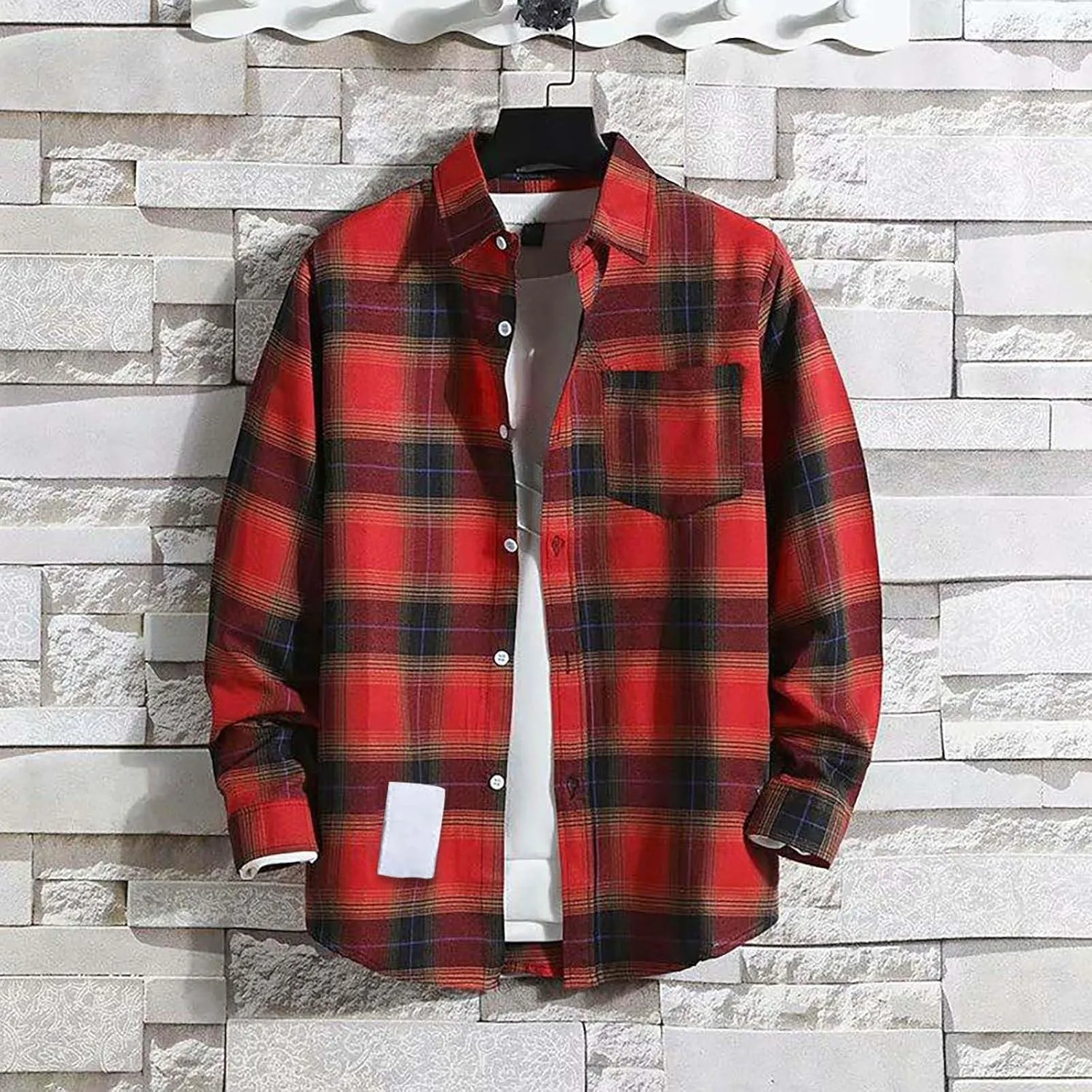 Mens Long Sleeve Shirts Casual 2024 Shirt Clothes for Men Thermal Shirts for Men Sweat Thermal Shirts for Men Red