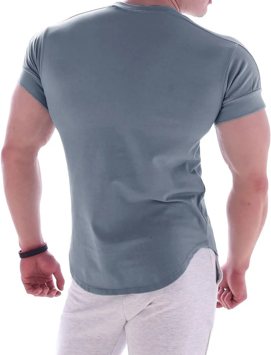 Mens Muscle Cotton Lightweight Workout Short Sleeve T-Shirts Gym Sweat Tee T24