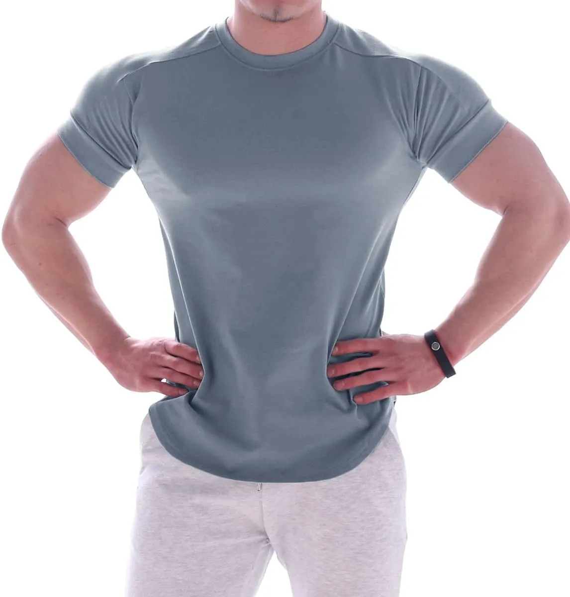 Mens Muscle Cotton Lightweight Workout Short Sleeve T-Shirts Gym Sweat Tee T24