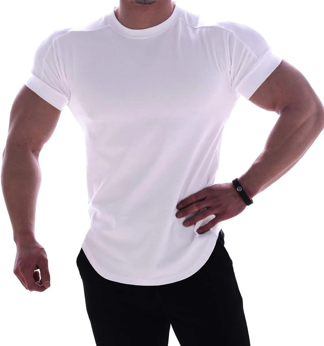 Mens Muscle Cotton Lightweight Workout Short Sleeve T-Shirts Gym Sweat Tee T24