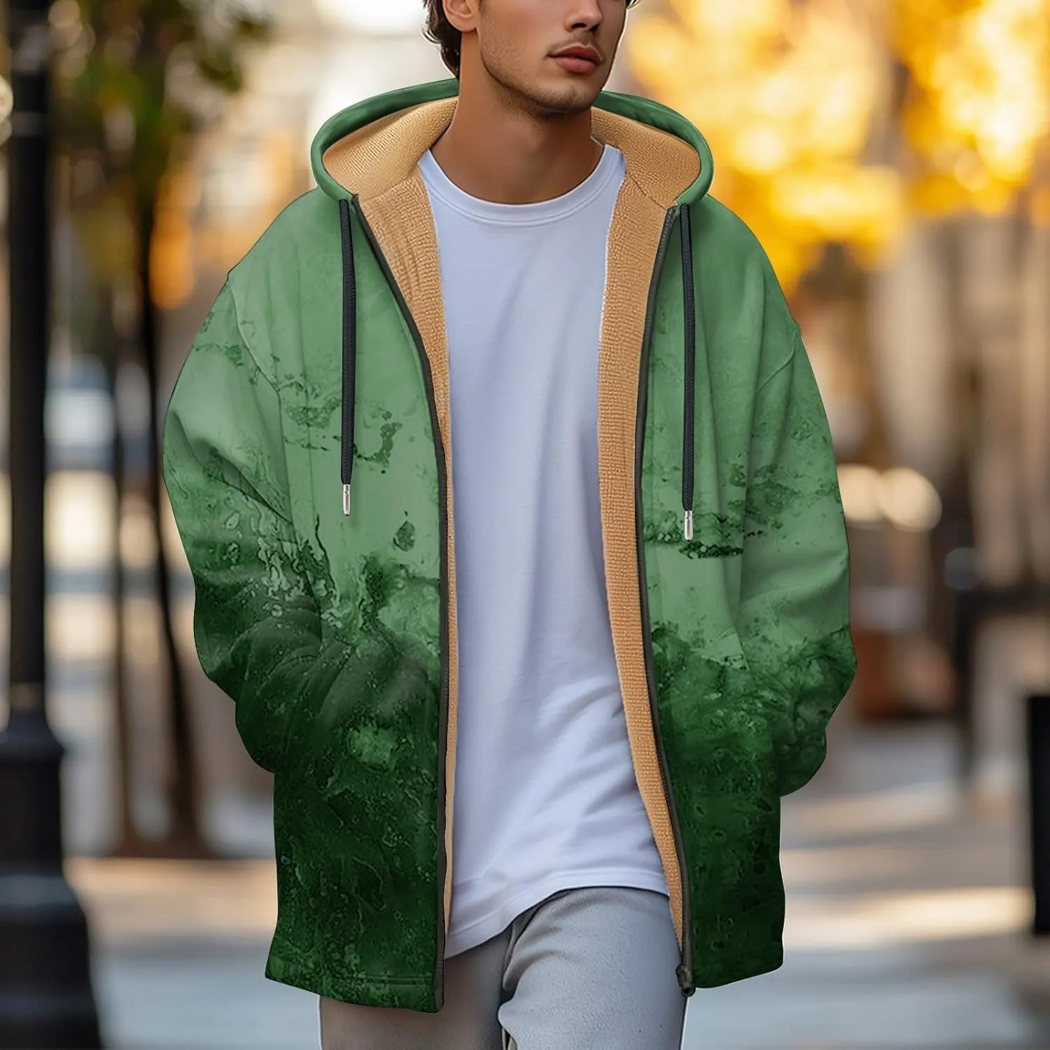 Mens Sherpa Hoodie Full-Zip Warm Thermal Sweatshirt Heavyweight Fleece Winter Hooded