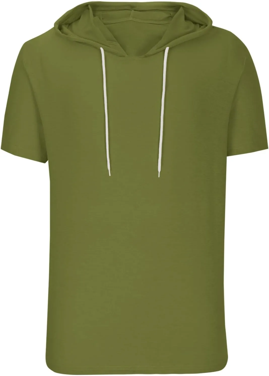 Mens Short Sleeve Hoodie Sweatshirts Drawstring Hooded Pullover Sports Tops