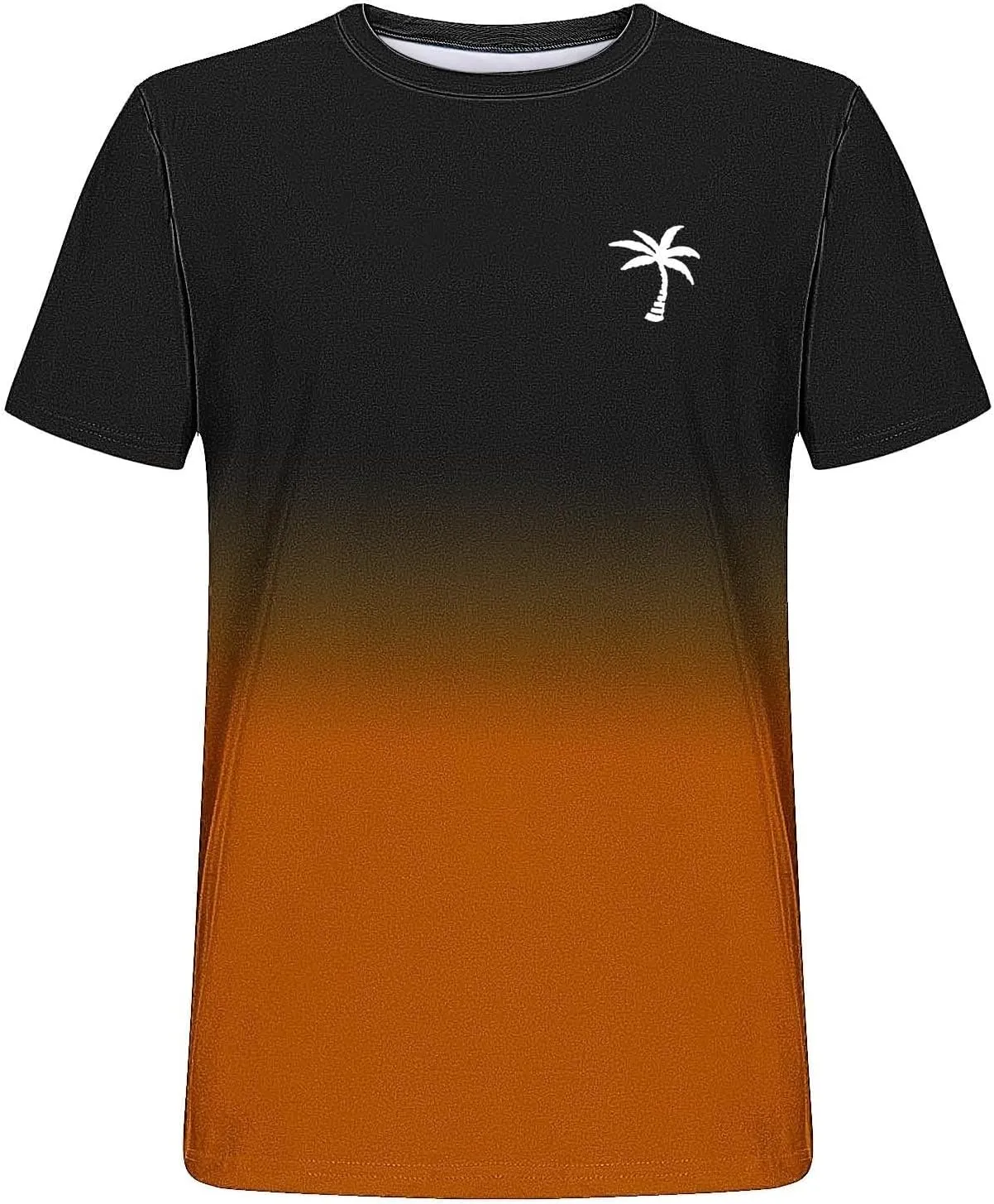 Mens Summer Streetwear Casual T Shirts Short Sleeve Ombre Tropical Print Tee Shirts Loose Fit Fashion Hip Hop Tshirts