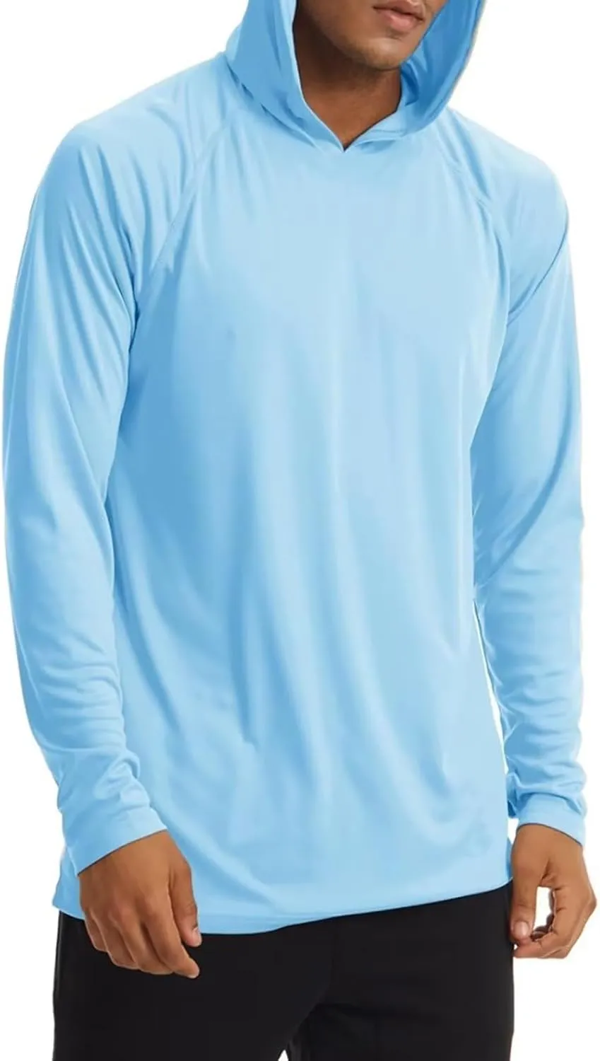 Mens Sun Protection Hoodie Shirt UPF 50 Long Sleeve Uv SPF T-Shirts Fishing, Camping, Hiking Clothes Tops