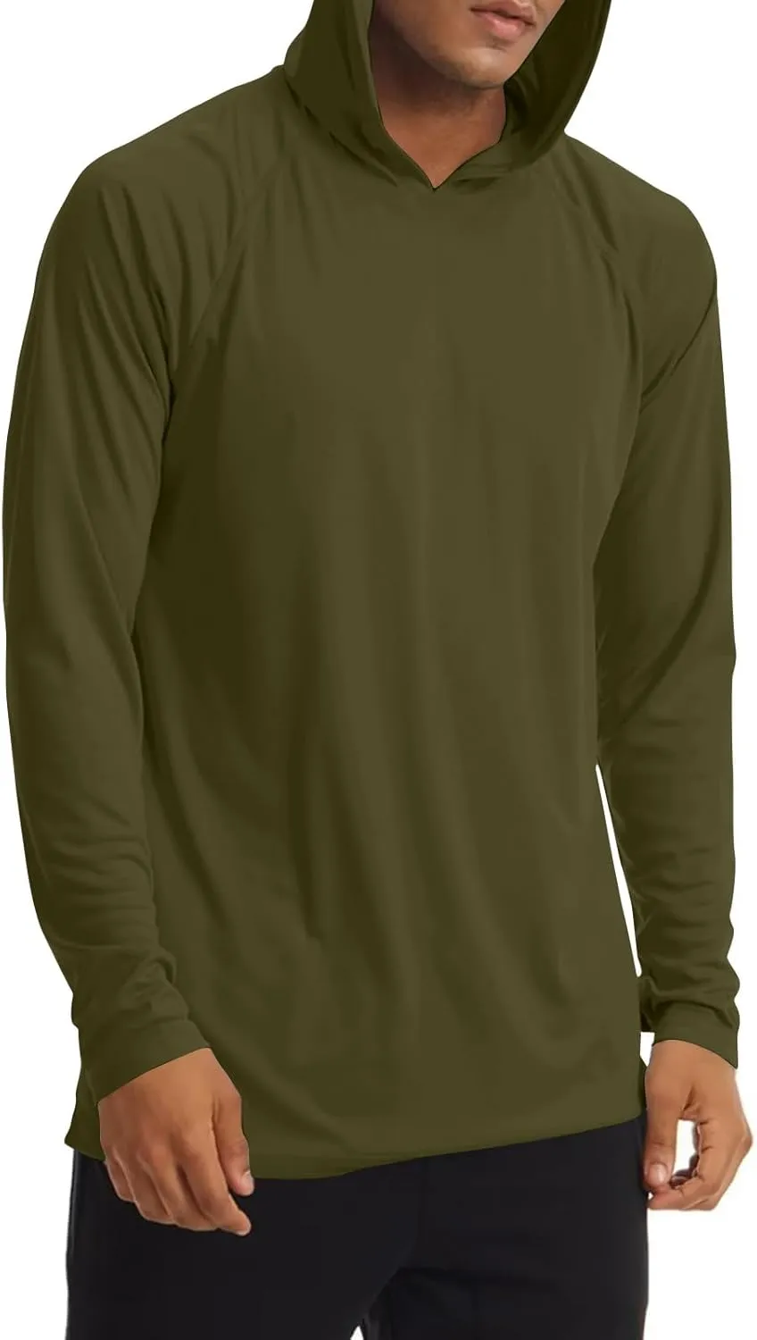 Mens Sun Protection Hoodie Shirt UPF 50 Long Sleeve Uv SPF T-Shirts Fishing, Camping, Hiking Clothes Tops