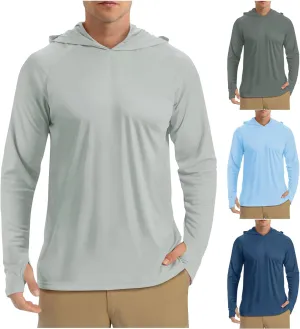Mens Sun Protection Hoodie Shirt UPF 50 Long Sleeve Uv SPF T-Shirts Fishing, Camping, Hiking Clothes Tops