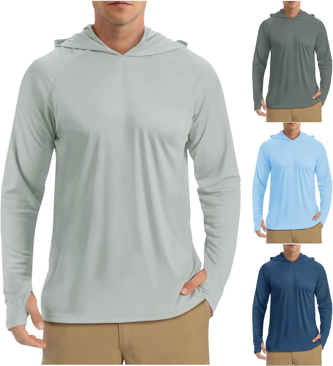 Mens Sun Protection Hoodie Shirt UPF 50 Long Sleeve Uv SPF T-Shirts Fishing, Camping, Hiking Clothes Tops