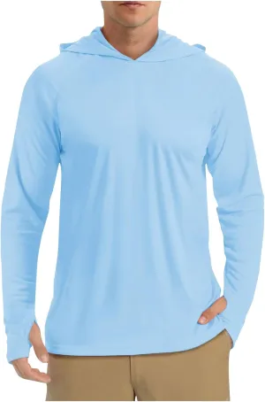 Mens Sun Protection Hoodie Shirt UPF 50 Long Sleeve Uv SPF T-Shirts Fishing, Camping, Hiking Clothes Tops