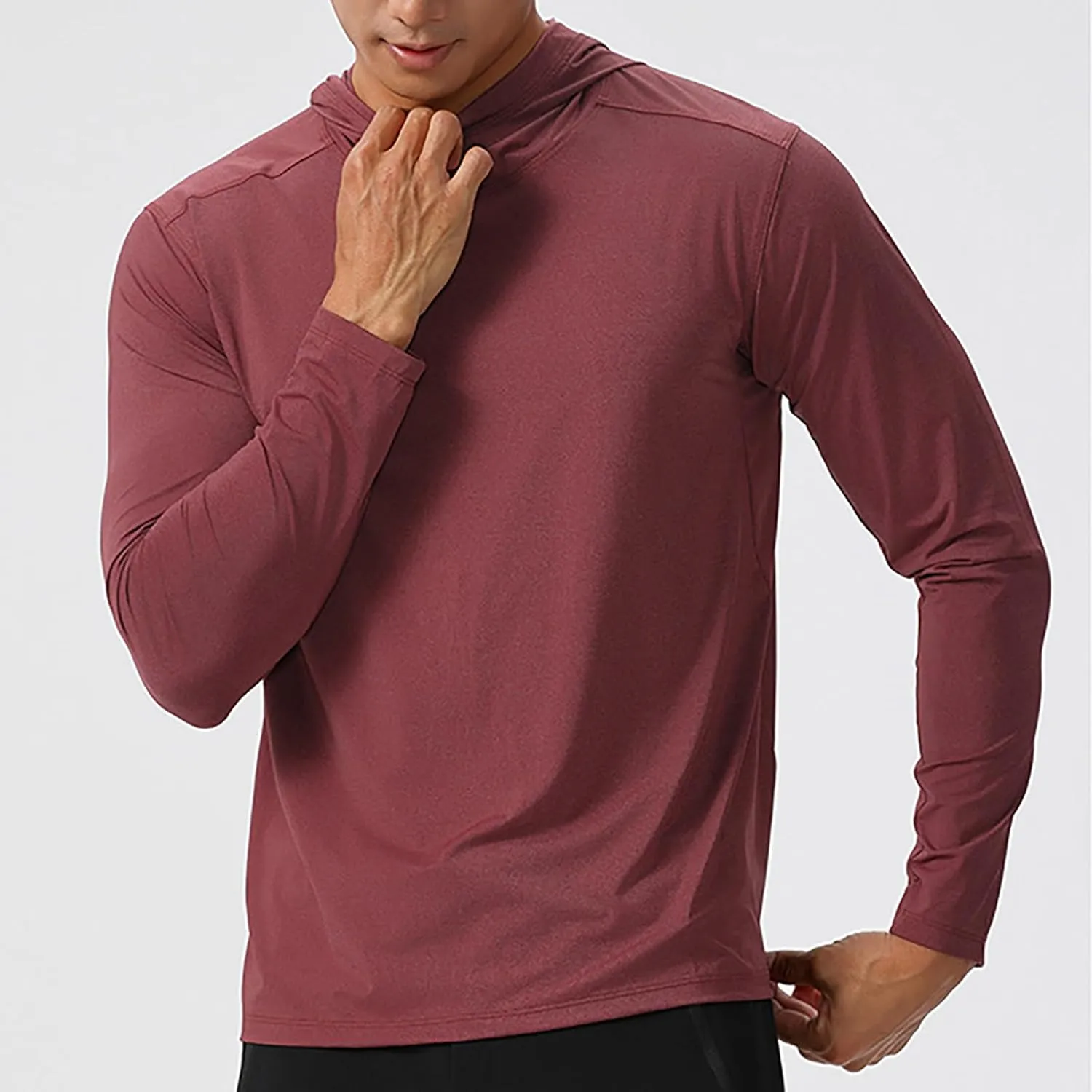 Mens Sun Protection Hoodie Shirt UPF 50 Long Sleeve Uv SPF T-Shirts UV SPF Fishing, Camping,Hiking Surfing Tops
