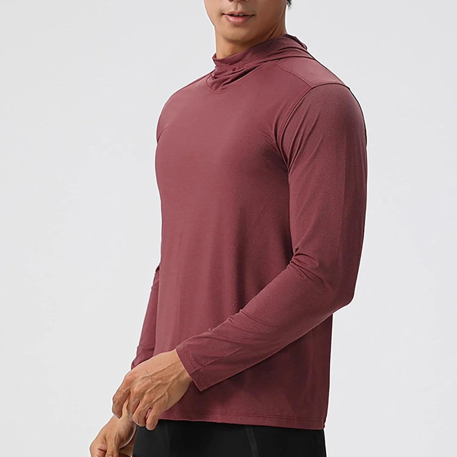 Mens Sun Protection Hoodie Shirt UPF 50 Long Sleeve Uv SPF T-Shirts UV SPF Fishing, Camping,Hiking Surfing Tops