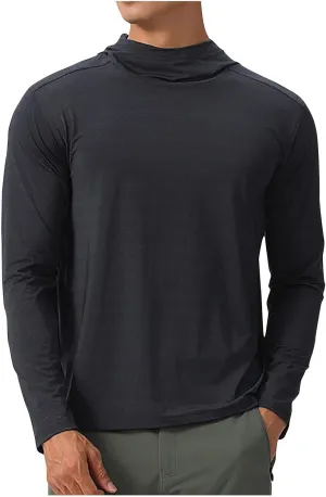 Mens Sun Protection Hoodie Shirt UPF 50 Long Sleeve Uv SPF T-Shirts UV SPF Fishing, Camping,Hiking Surfing Tops