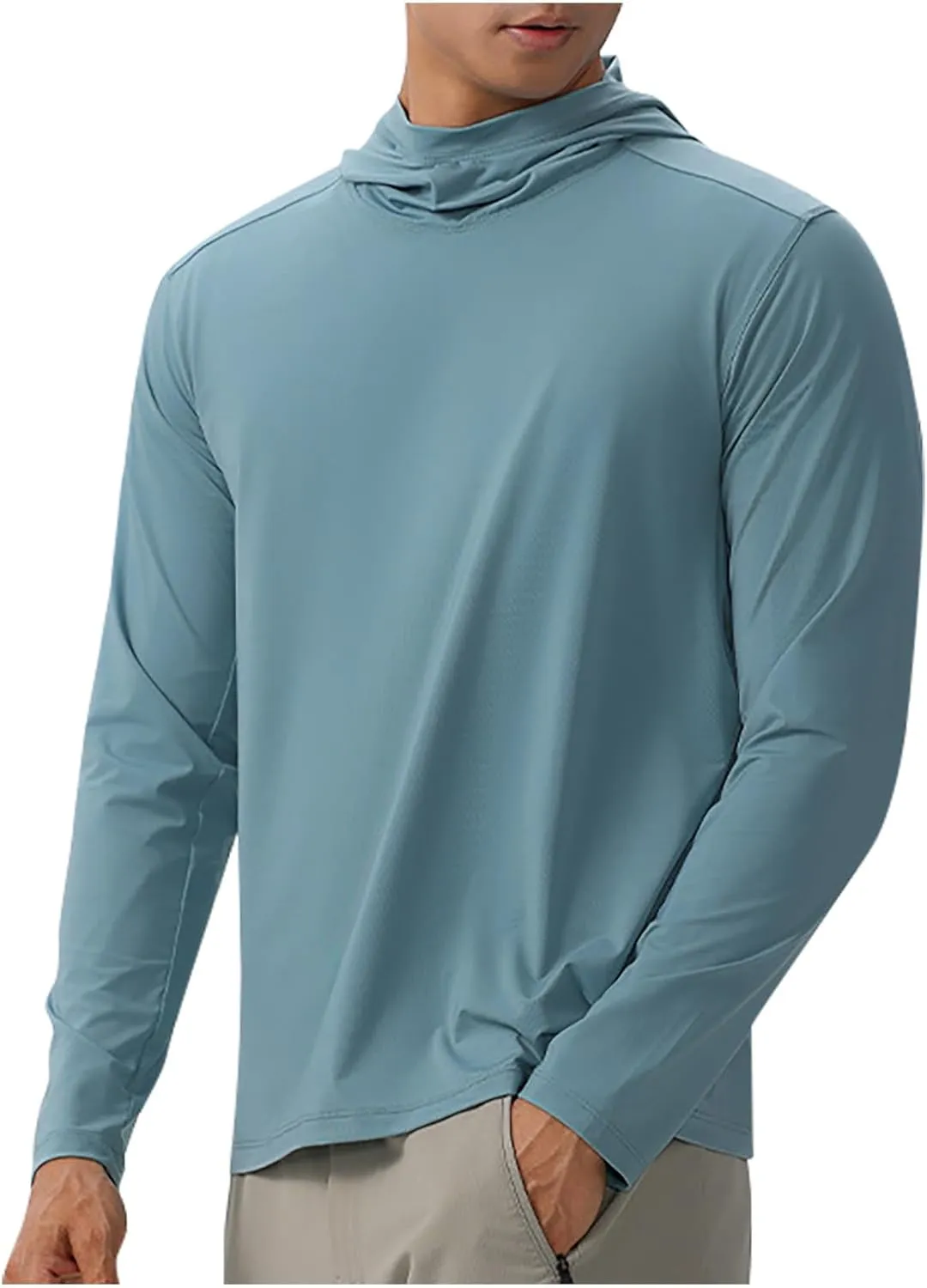Mens Sun Protection Hoodie Shirt UPF 50 Long Sleeve Uv SPF T-Shirts UV SPF Fishing, Camping,Hiking Surfing Tops