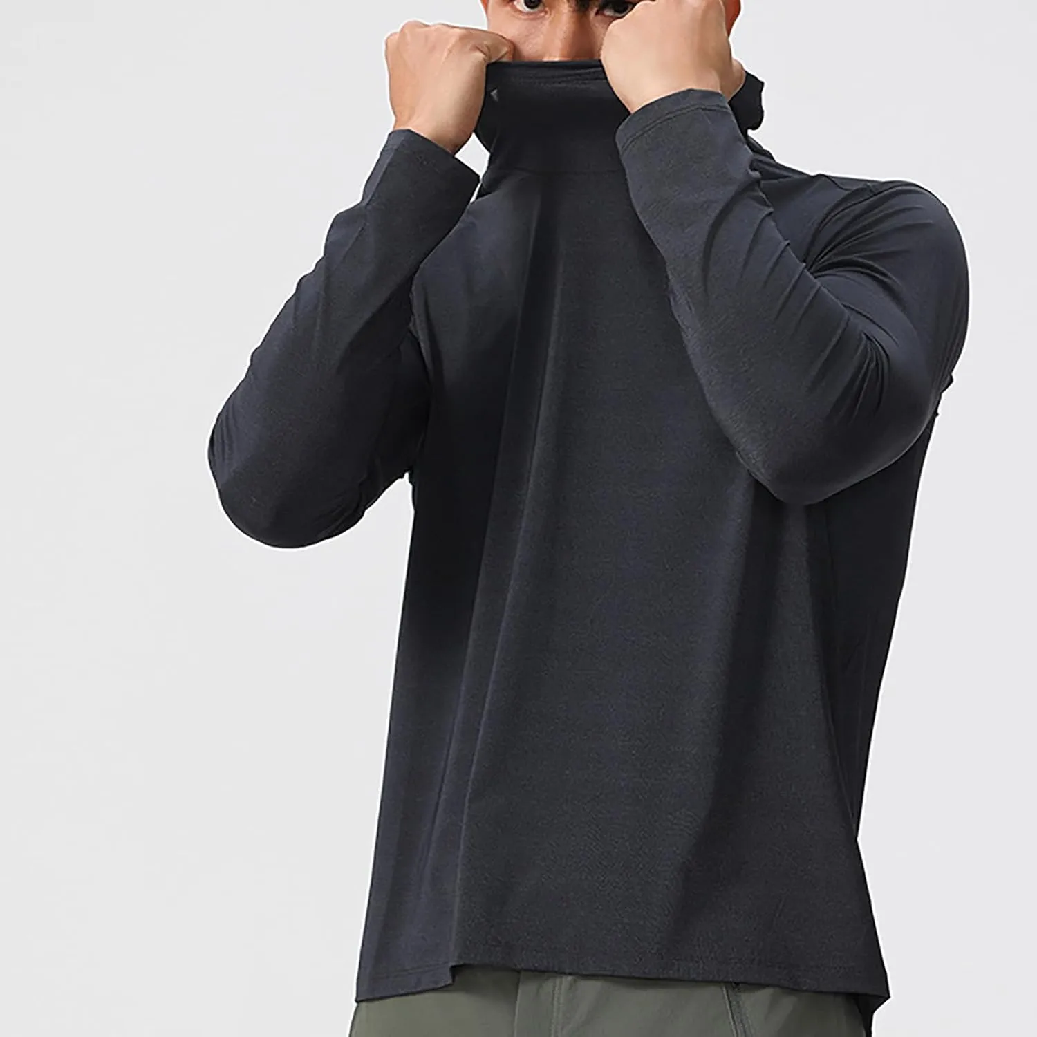Mens Sun Protection Hoodie Shirt UPF 50 Long Sleeve Uv SPF T-Shirts UV SPF Fishing, Camping,Hiking Surfing Tops