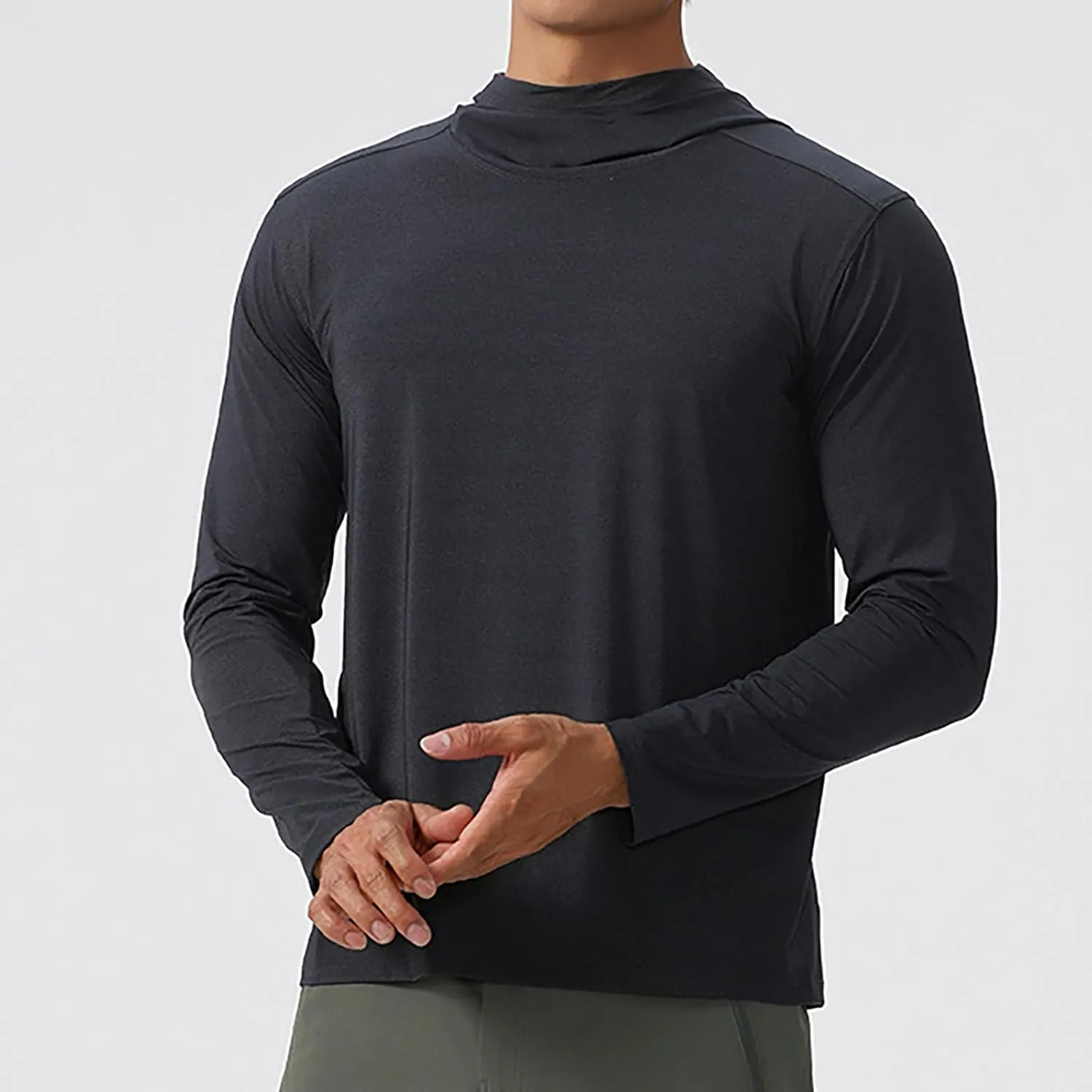 Mens Sun Protection Hoodie Shirt UPF 50 Long Sleeve Uv SPF T-Shirts UV SPF Fishing, Camping,Hiking Surfing Tops