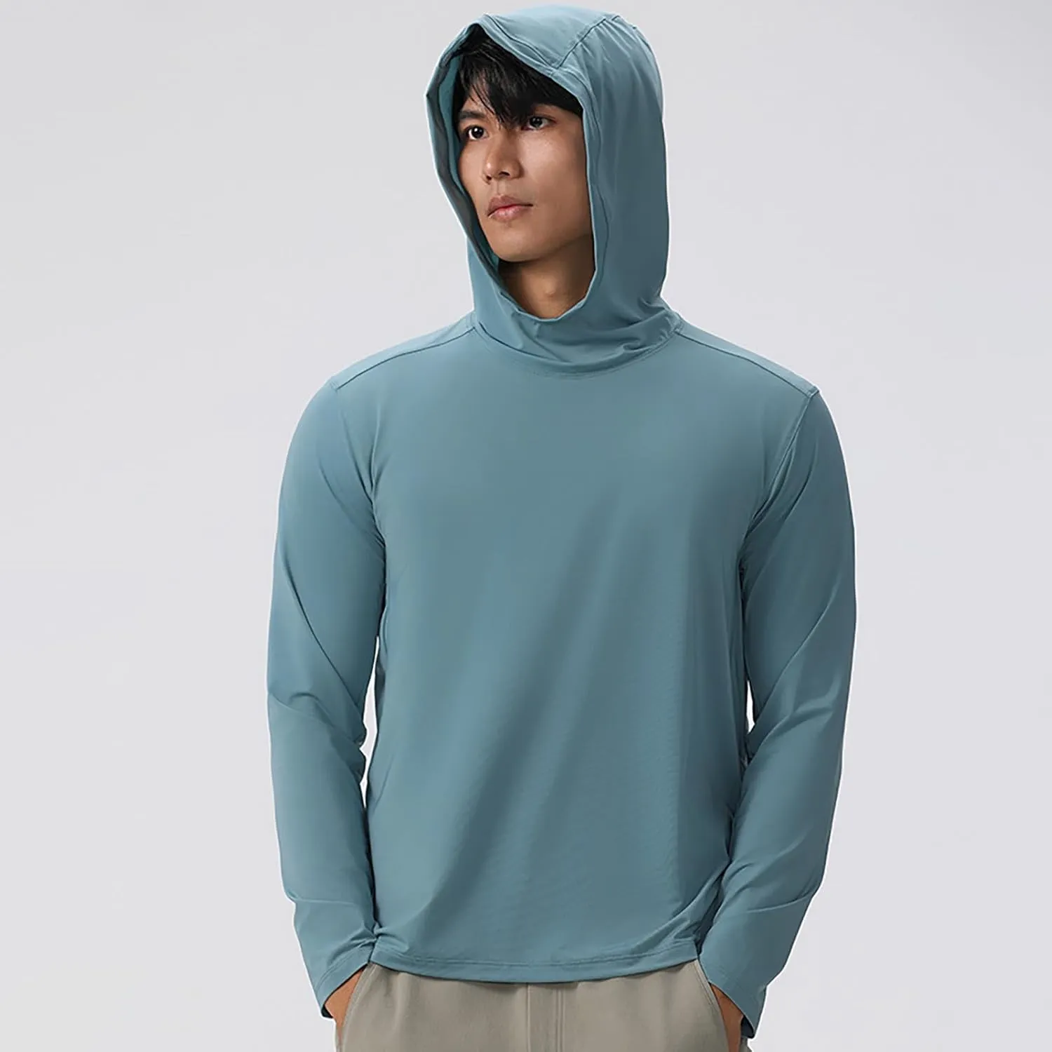 Mens Sun Protection Hoodie Shirt UPF 50 Long Sleeve Uv SPF T-Shirts UV SPF Fishing, Camping,Hiking Surfing Tops