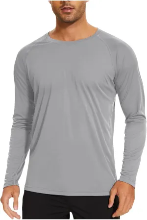 Mens UPF 50  UV Sun Protection Shirts Outdoor Long Sleeve SPF Rash Guard for Fishing Hiking Swimming Running