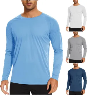 Mens UPF 50  UV Sun Protection Shirts Outdoor Long Sleeve SPF Rash Guard for Fishing Hiking Swimming Running