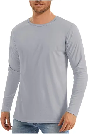 Mens UPF 50  UV Sun Protection Shirts Outdoor Long Sleeve SPF Rash Guard for Fishing Hiking Swimming Running