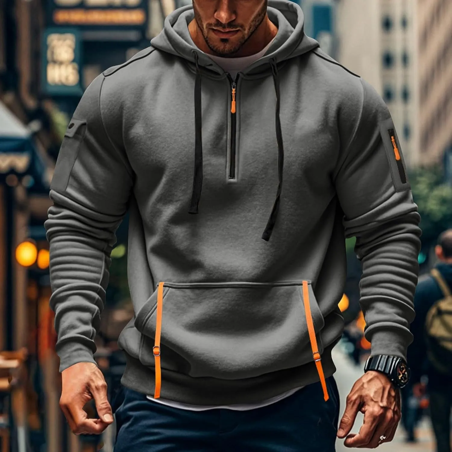 Mens Zip Up Hoodies With Pocket Casual Fashion Long Sleeve Graphic Oversized Pullover Sweatshirts