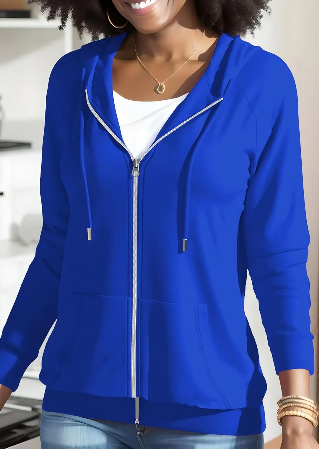 Nimsruc Zip Up Hoodies For Women Long Sleeve Casual