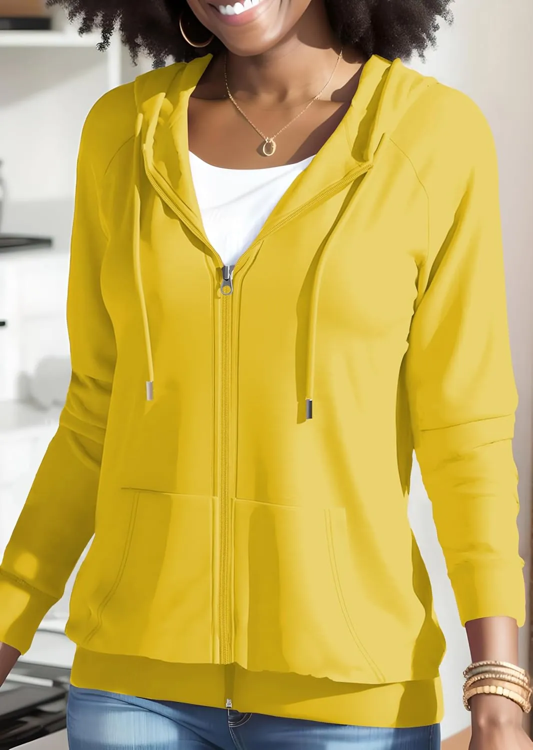 Nimsruc Zip Up Hoodies For Women Long Sleeve Casual