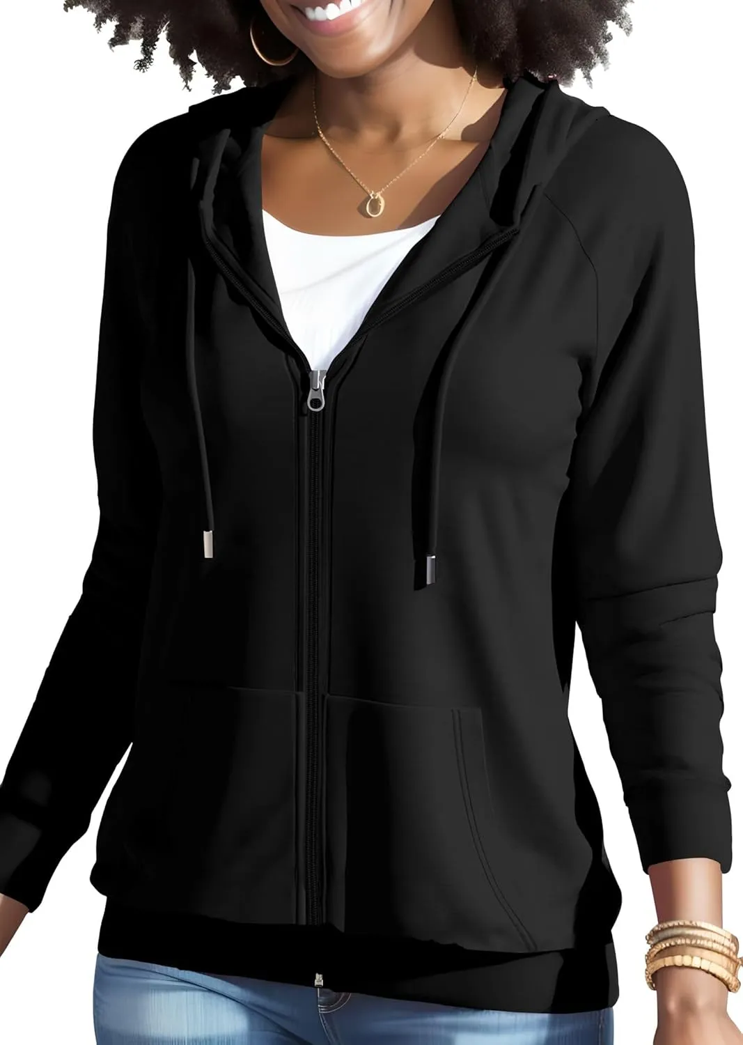 Nimsruc Zip Up Hoodies For Women Long Sleeve Casual