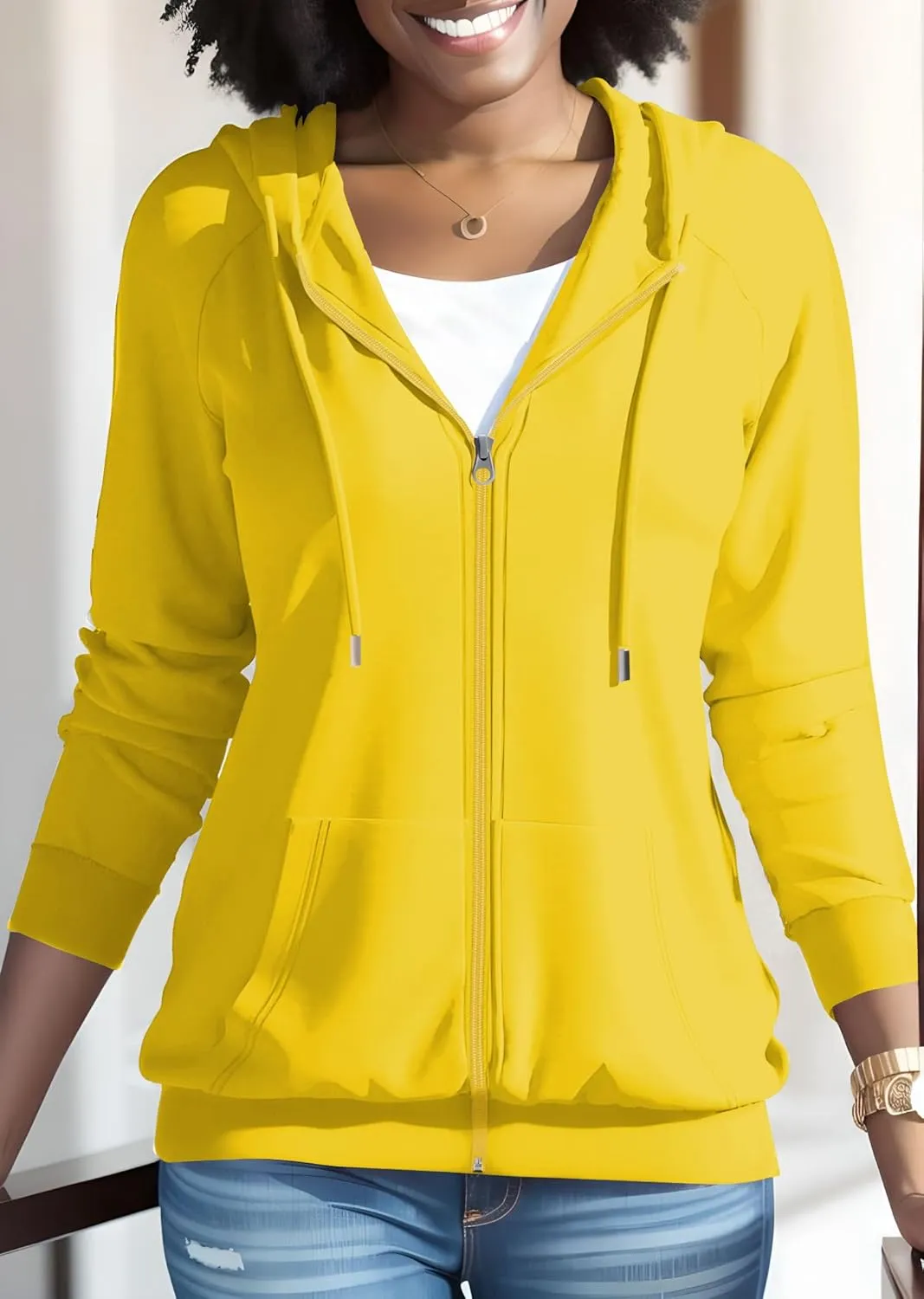 Nimsruc Zip Up Hoodies For Women Long Sleeve Casual