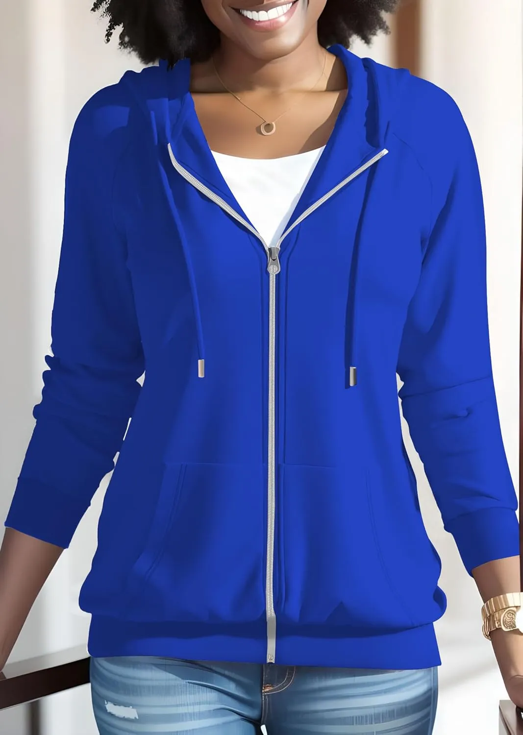 Nimsruc Zip Up Hoodies For Women Long Sleeve Casual