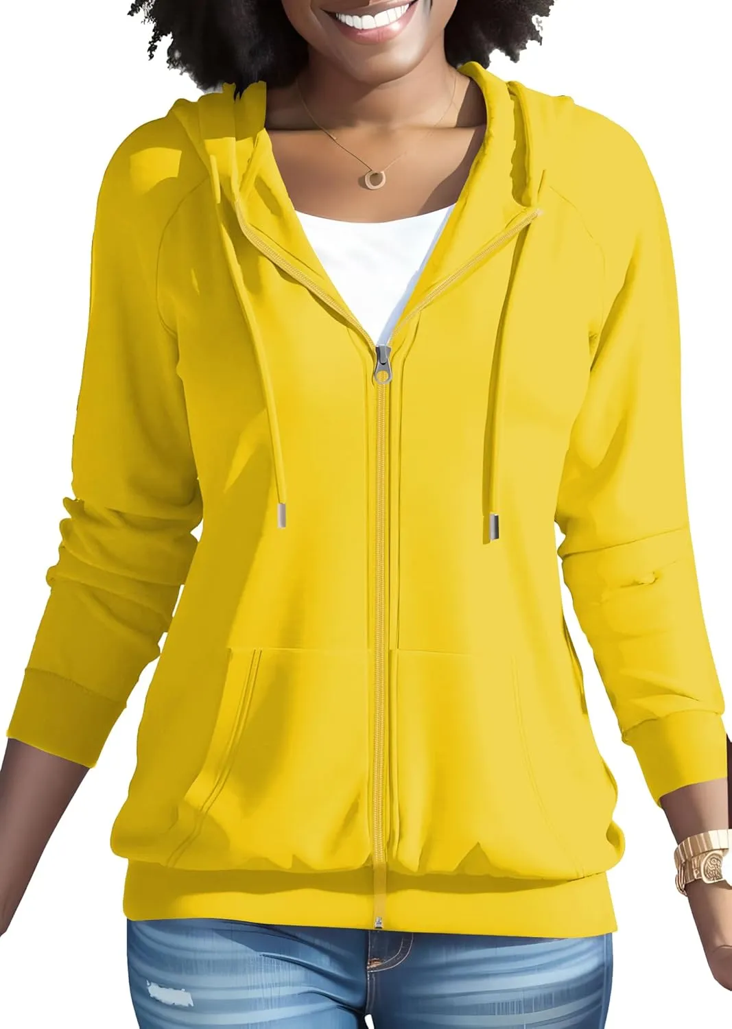 Nimsruc Zip Up Hoodies For Women Long Sleeve Casual