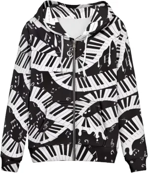Novelty Print Zip Up Hoodies Long Sleeve Hooded Graphic Sweatshirt Jacket with Pocket