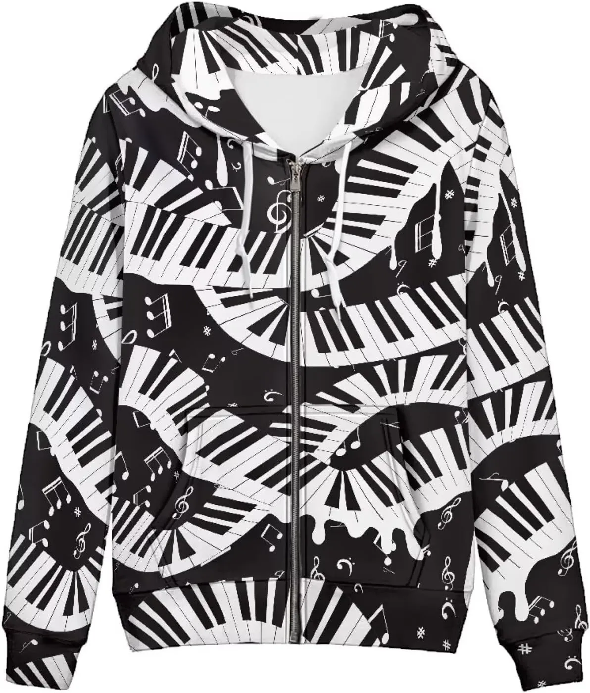 Novelty Print Zip Up Hoodies Long Sleeve Hooded Graphic Sweatshirt Jacket with Pocket