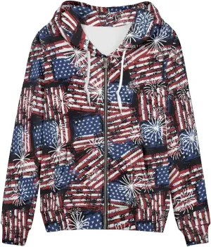Novelty Print Zip Up Hoodies Long Sleeve Hooded Graphic Sweatshirt Jacket with Pocket